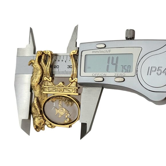 1928 Brand Cat Fish Bowl Pin Brooch K128 - Picture 9 of 10